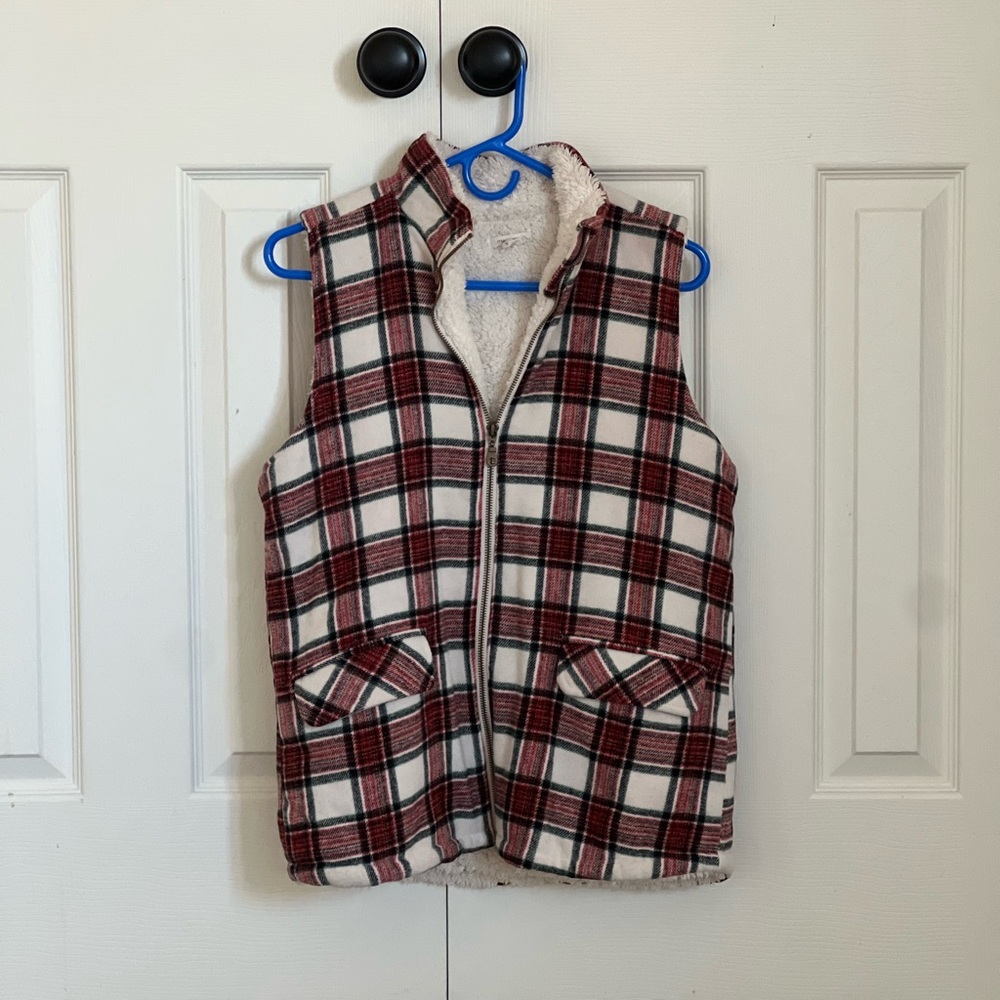 Plaid Sherpa-Lined Vest